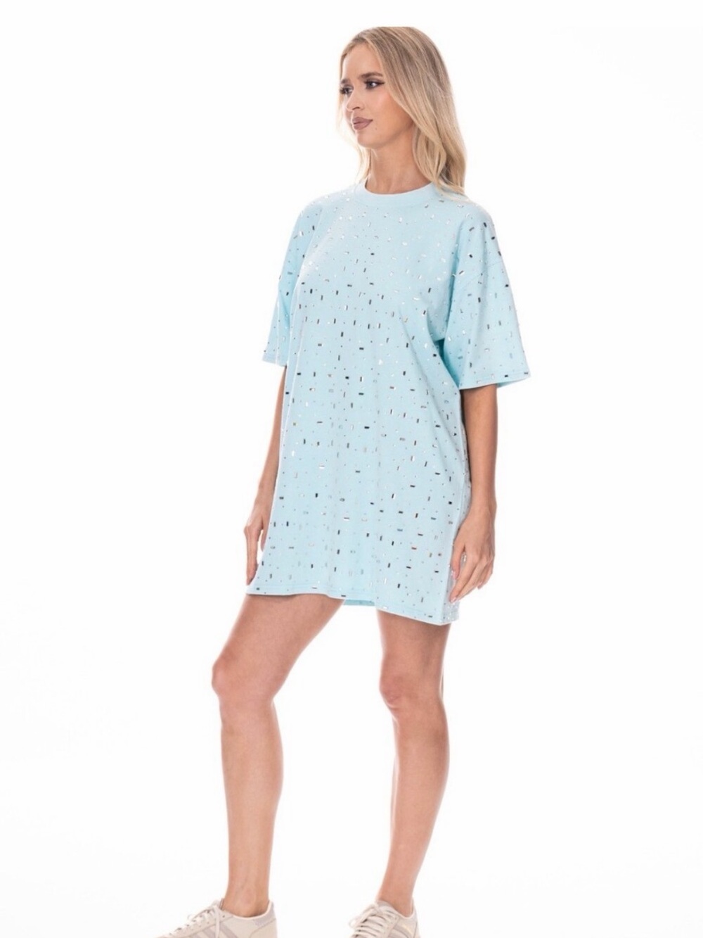 Light Blue Eyelet Mini Dress